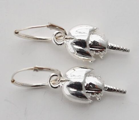 Horseshoe Crab Hoops - sterling silver hoop, sterling silver plate charm in Kuwait