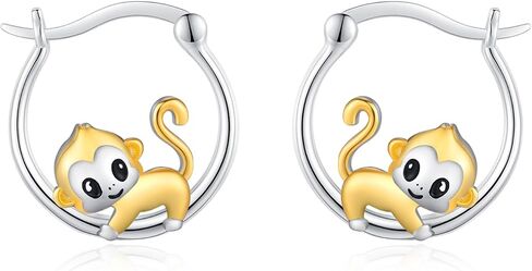 Hoop Animal Earrings 925 Sterling Silver Fox/Cheetah/Monkey Earrings Jewelry Gifts for Women Sister Friend Mom Wife in Kuwait