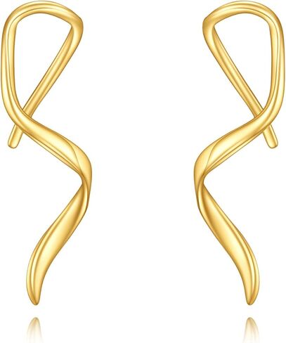 14K Gold Spiral Threader Earrings for Women Swirl Pull Through Earrings Minimalist Tiny Cartilage Wrap Earrings Jewelry Gift in Kuwait