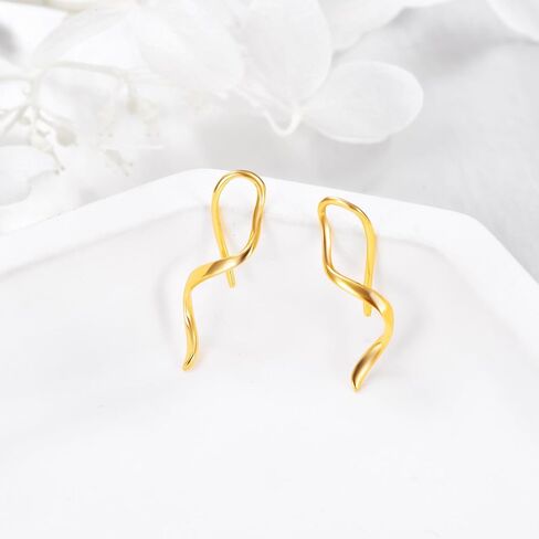14K Gold Spiral Threader Earrings for Women Swirl Pull Through Earrings Minimalist Tiny Cartilage Wrap Earrings Jewelry Gift in Kuwait