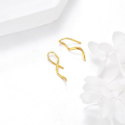 14K Gold Spiral Threader Earrings for Women Swirl Pull Through Earrings Minimalist Tiny Cartilage Wrap Earrings Jewelry Gift in Kuwait