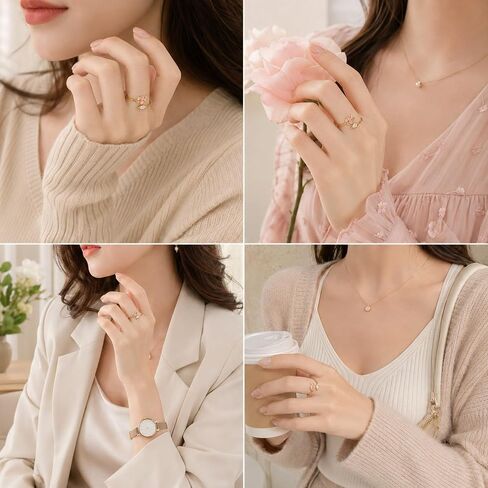 Pink Tulip Ring Gold Tone Open Flower Ring Crystal Leaf Adjustable Floral Ring Dainty Spring Statement Accessories for Women in Kuwait