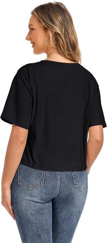 Crop Tops for Women Oversized Tshirts Short Sleeve Crew Neck Casual Loose Summer Cropped T Shirts for Women in Saudi Arabia