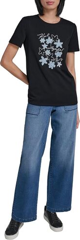 Karl Lagerfeld Women's Short Sleeve Crew Neck Flower Logo T-Shirt in Kuwait