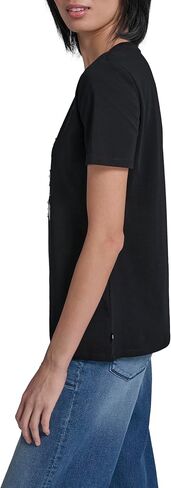Karl Lagerfeld Women's Short Sleeve Crew Neck Flower Logo T-Shirt in Kuwait