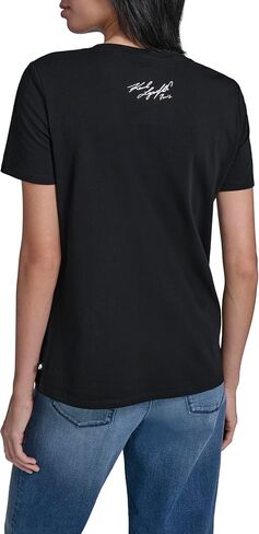 Karl Lagerfeld Women's Short Sleeve Crew Neck Flower Logo T-Shirt in Kuwait