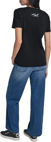 Karl Lagerfeld Women's Short Sleeve Crew Neck Flower Logo T-Shirt in Kuwait