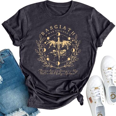 Basgiath War Academy Women's T-Shirt Dragon Knight Graphic Short-Sleeve Tops Bookish Gift in Saudi Arabia