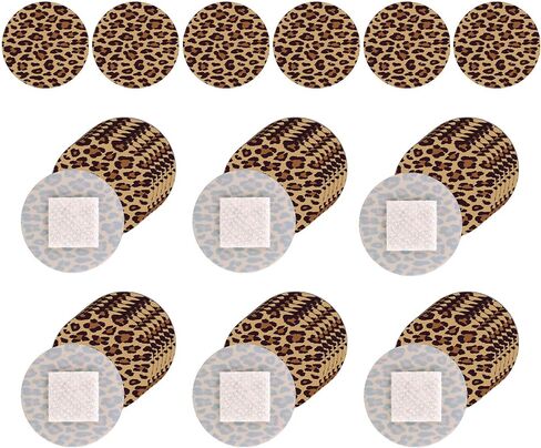 120pcs Leopard Print Round Bandages, 22mm/0.87in Circle Adhesive Fabric Bandages with Non Stick Pad Latex Free Spot Bandage for Face Nose Hands & Delicate Wounds in Kuwait