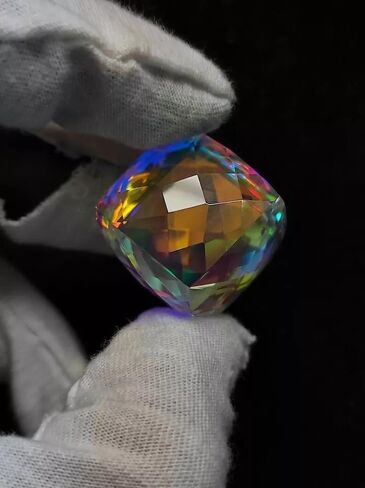 Natural 52 CT Rainbow Color Mystic Topaz Cube Cut Certified Loose Gemstone Collectible Gems Stone For Making Jewelry in Saudi Arabia