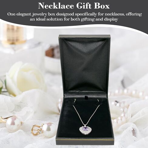 Novel Box Black Jewelry Box for Necklace 4.4x6.25x1.4 Inch - Faux Leatherette Jewelry Display Gift Boxes - Soft Velvet Interior Necklace/Pendant Storage Cases for Proposal Engagement in Saudi Arabia