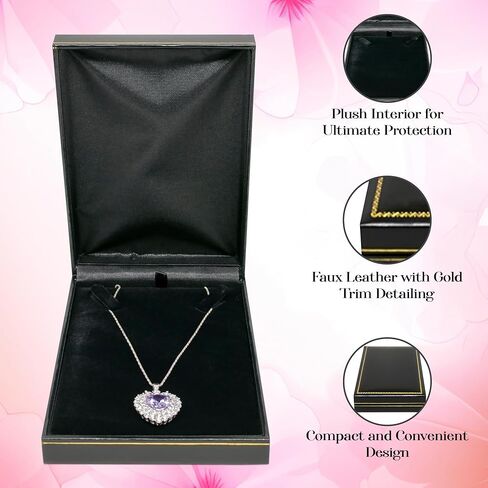 Novel Box Black Jewelry Box for Necklace 4.4x6.25x1.4 Inch - Faux Leatherette Jewelry Display Gift Boxes - Soft Velvet Interior Necklace/Pendant Storage Cases for Proposal Engagement in Saudi Arabia