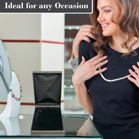 Novel Box Black Jewelry Box for Necklace 4.4x6.25x1.4 Inch - Faux Leatherette Jewelry Display Gift Boxes - Soft Velvet Interior Necklace/Pendant Storage Cases for Proposal Engagement in Saudi Arabia