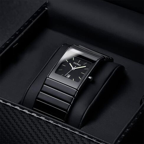 Black Ceramic Watch Rectangle Business Man in Saudi Arabia