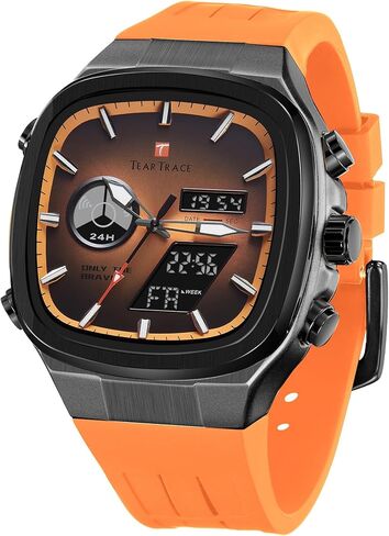 TEARTRACE Men’s Watches Analog Digital Quartz Waterproof Sport Watches for Men Chronograph Alarm Multifunctional Wrist Watch with Silicone Strap in Saudi Arabia
