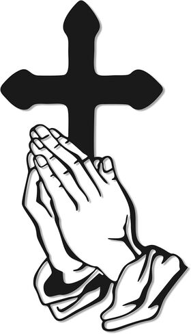 Slickss Metal Cross Wall Art with Praying Hands – Christian Religious Wall Decor for Home, Church, Living Room – Inspirational Indoor/Outdoor Wall Hanging for Faithful (8.3x14.6 Inch) in Saudi Arabia