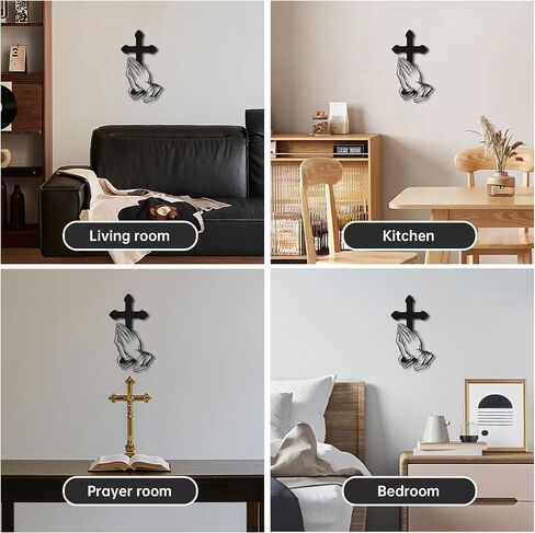 Slickss Metal Cross Wall Art with Praying Hands – Christian Religious Wall Decor for Home, Church, Living Room – Inspirational Indoor/Outdoor Wall Hanging for Faithful (8.3x14.6 Inch) in Saudi Arabia