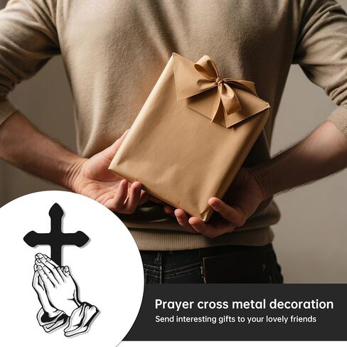 Slickss Metal Cross Wall Art with Praying Hands – Christian Religious Wall Decor for Home, Church, Living Room – Inspirational Indoor/Outdoor Wall Hanging for Faithful (8.3x14.6 Inch) in Saudi Arabia