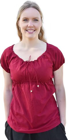 Battle-Merchant Aren Medieval Short Sleeve Blouse – 100% Cotton with Adjustable Neckline in Saudi Arabia