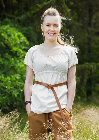 Battle-Merchant Aren Medieval Short Sleeve Blouse – 100% Cotton with Adjustable Neckline in Saudi Arabia