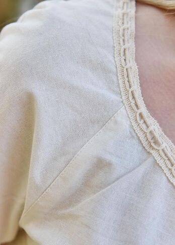 Battle-Merchant Aren Medieval Short Sleeve Blouse – 100% Cotton with Adjustable Neckline in Saudi Arabia