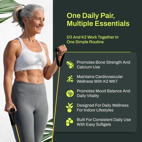RealGood Essentials Vitamin D3 K2، D3 K2 مكمل فيتامين 10000 وحدة دولية، K2 MK7 200 ميكروجرام، كبسولات زيت جوز الهند الطرية، تركيبة صحية للعظام والقلب، سهلة البلع، ملصق نظيف، صنع في الولايات المتحدة الأمريكية، 300 عدد in Kuwait