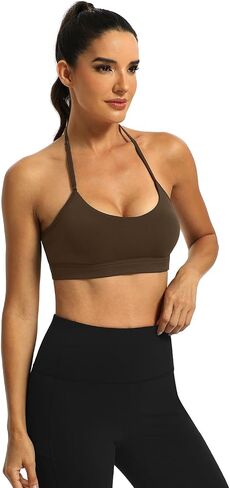 Workout Bra for Women Halter Top High Support Push-up Open Back Gym Wear Fitness Yoga Sports Underwear in Kuwait