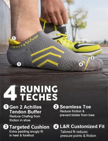 Juclise Coolmax Bamboo Viscose Compression Tab Running No Show Socks Men Moisture Wicking Cushioned Anti-Blister (US, Alpha, Large, Regular, Regular,Classic Black+Glacier White+Midnight Grey) in Saudi Arabia