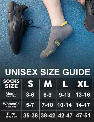 Juclise Coolmax Bamboo Viscose Compression Tab Running No Show Socks Men Moisture Wicking Cushioned Anti-Blister (US, Alpha, Large, Regular, Regular,Classic Black+Glacier White+Midnight Grey) in Saudi Arabia
