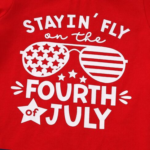 Toddler Boy 4th of July Outfit Short Sleeve T-shirt Top Casual Shorts Boys Independence Day Outfits in Saudi Arabia