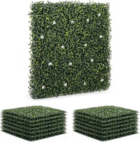 12pcs Artificial Grass Wall Panels, Boxwood Tropical Leaves UV Protected Faux Greenery Hedge, Privacy Fence Screen, Grass Backdrop for Outdoor Indoor Garden Birthday Wedding Wall Decor 20'' x 20'' in Saudi Arabia