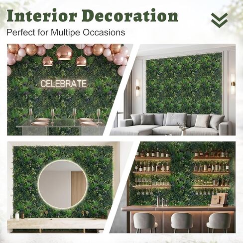 12pcs Artificial Grass Wall Panels, Boxwood Tropical Leaves UV Protected Faux Greenery Hedge, Privacy Fence Screen, Grass Backdrop for Outdoor Indoor Garden Birthday Wedding Wall Decor 20'' x 20'' in Saudi Arabia