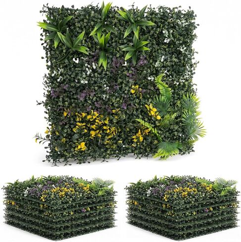 12pcs Artificial Grass Wall Panels, Boxwood Tropical Leaves UV Protected Faux Greenery Hedge, Privacy Fence Screen, Grass Backdrop for Outdoor Indoor Garden Birthday Wedding Wall Decor 20'' x 20'' in Saudi Arabia