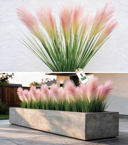 26" Fake Tall Grass 12 Pcs UV Resistant Tall Grass Plant Artificial for Front Porch and Garden & Outdoor Tall Fake Plants for Porch & Front Door & Patio Decor (bristlegrass) in Saudi Arabia