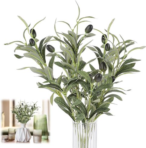 Faux Olive Branches, 5 Pcs Olive Tree Branches Olive Branches for Vases Realistic Olives Branch Decor with Realistic Olives for Tabletop Home Office Outside Wreath Wedding Party (12 Inch) in Saudi Arabia