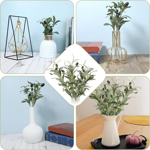 Faux Olive Branches, 5 Pcs Olive Tree Branches Olive Branches for Vases Realistic Olives Branch Decor with Realistic Olives for Tabletop Home Office Outside Wreath Wedding Party (12 Inch) in Saudi Arabia
