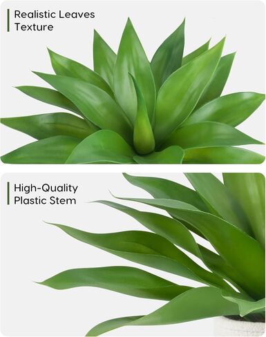 Velener Fake Agave with Woven Cotton Rope Basket, Artificial Plant Outdoor Agave - Fake Sucuulents Plants for Indoor and Outdoor Decor(15 Inch)-1 Pack in Saudi Arabia