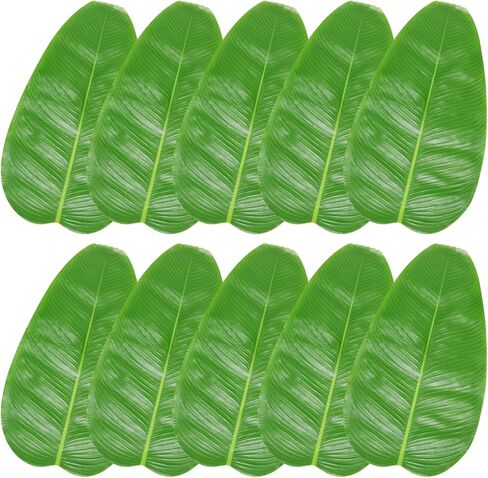 10 Pcs 23 Inch Artificial Banana Leaves Faux Tropical Leaves Hawaiian Luau Banana Leaf Plates in Saudi Arabia