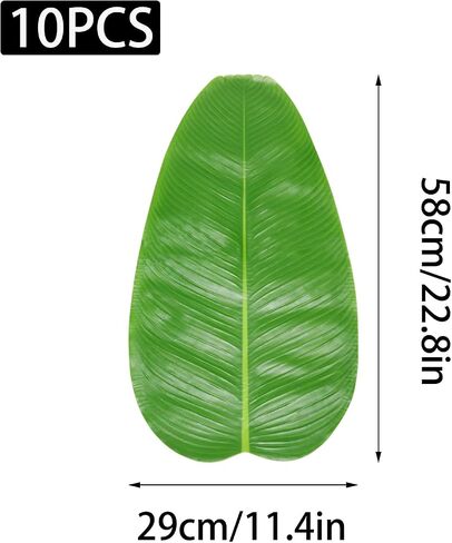 10 Pcs 23 Inch Artificial Banana Leaves Faux Tropical Leaves Hawaiian Luau Banana Leaf Plates in Saudi Arabia