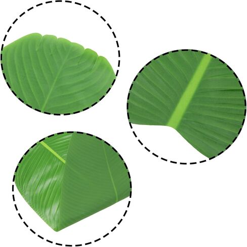 10 Pcs 23 Inch Artificial Banana Leaves Faux Tropical Leaves Hawaiian Luau Banana Leaf Plates in Saudi Arabia