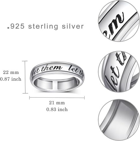 Let Them Anxiety Ring 925 Sterling Silver Let Them Jewelry Hope Rings for Women in Saudi Arabia