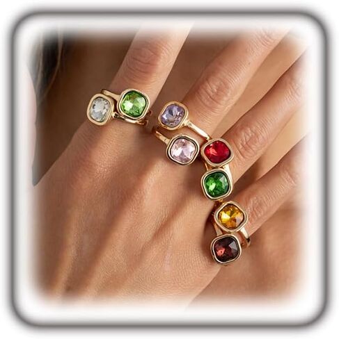 Stackable Colorful Rhinestone Rings Set for Women,Trendy Colored Acrylic Crystal Knuckle Rings,Dainty Birthday Party Prom Jewelry Gift in Saudi Arabia