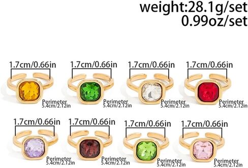 Stackable Colorful Rhinestone Rings Set for Women,Trendy Colored Acrylic Crystal Knuckle Rings,Dainty Birthday Party Prom Jewelry Gift in Saudi Arabia