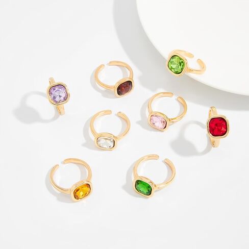 Stackable Colorful Rhinestone Rings Set for Women,Trendy Colored Acrylic Crystal Knuckle Rings,Dainty Birthday Party Prom Jewelry Gift in Saudi Arabia