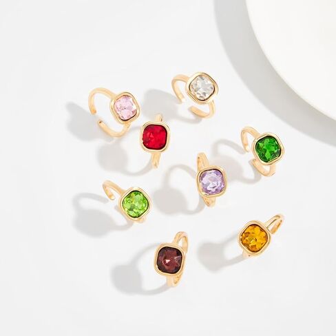 Stackable Colorful Rhinestone Rings Set for Women,Trendy Colored Acrylic Crystal Knuckle Rings,Dainty Birthday Party Prom Jewelry Gift in Saudi Arabia