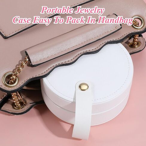 8 Pcs Travel Jewelry Case Set, Mini Leather Bridesmaid Jewelry Organizer Box with Detachable Handle, Small Earring Storage Organizer for Women Girls Proposal Gifts, White PU Compact Storage in Saudi Arabia
