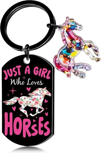 Horse Gifts for Women Girls - Horse Keychain Birthday Christmas Gifts for Horses Lover Just A Girl Who Loves Horses Keyring for Her Female Teen Daughter Sister Friend Animal Lover in Saudi Arabia