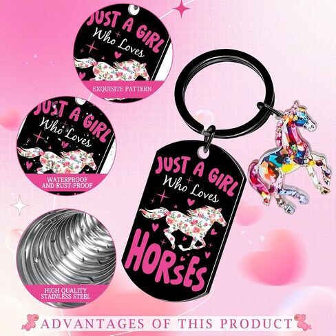 Horse Gifts for Women Girls - Horse Keychain Birthday Christmas Gifts for Horses Lover Just A Girl Who Loves Horses Keyring for Her Female Teen Daughter Sister Friend Animal Lover in Saudi Arabia