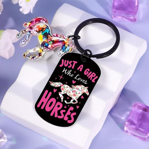 Horse Gifts for Women Girls - Horse Keychain Birthday Christmas Gifts for Horses Lover Just A Girl Who Loves Horses Keyring for Her Female Teen Daughter Sister Friend Animal Lover in Saudi Arabia