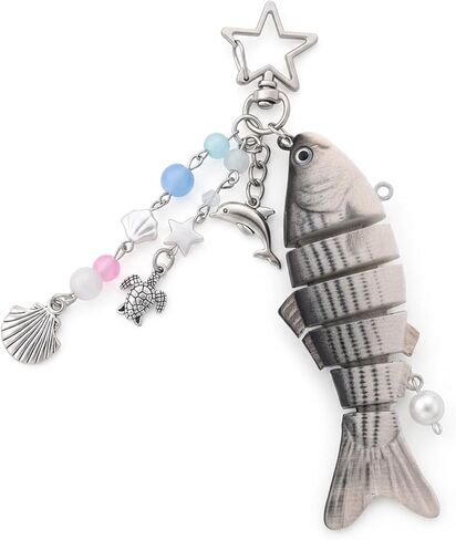 Cute Fish Bag Charms - Lifelike Fishes Keychain Stars Purse Charm Y2K Bags Accessories Women Fishing Birthday Gifts in Saudi Arabia